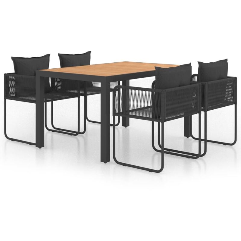 

vidaXL Set de comedor de jardín de 5 piezas PVC ratán negro y marrón - Negro