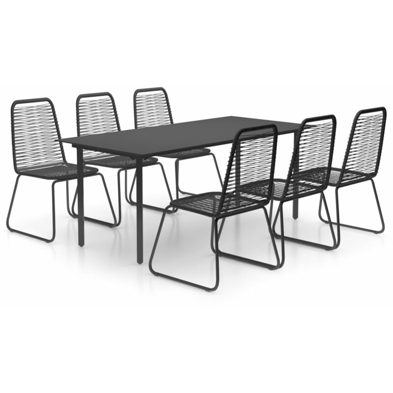 

Set de comedor de jardín de 7 piezas PVC ratán negro - Negro - Vidaxl