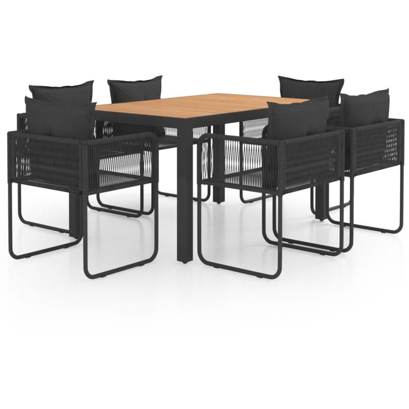 

vidaXL Set de comedor de jardín de 7 piezas PVC ratán negro y marrón - Negro