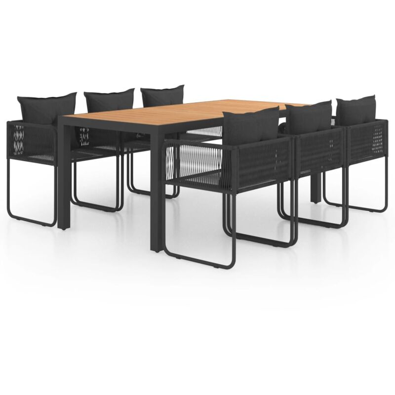 

vidaXL Set de comedor de jardín de 7 piezas PVC ratán negro y marrón - Negro