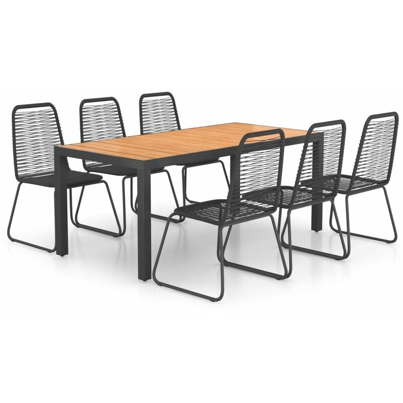 

Set de comedor de jardín de 7 piezas PVC ratán negro y marrón - Negro - Vidaxl