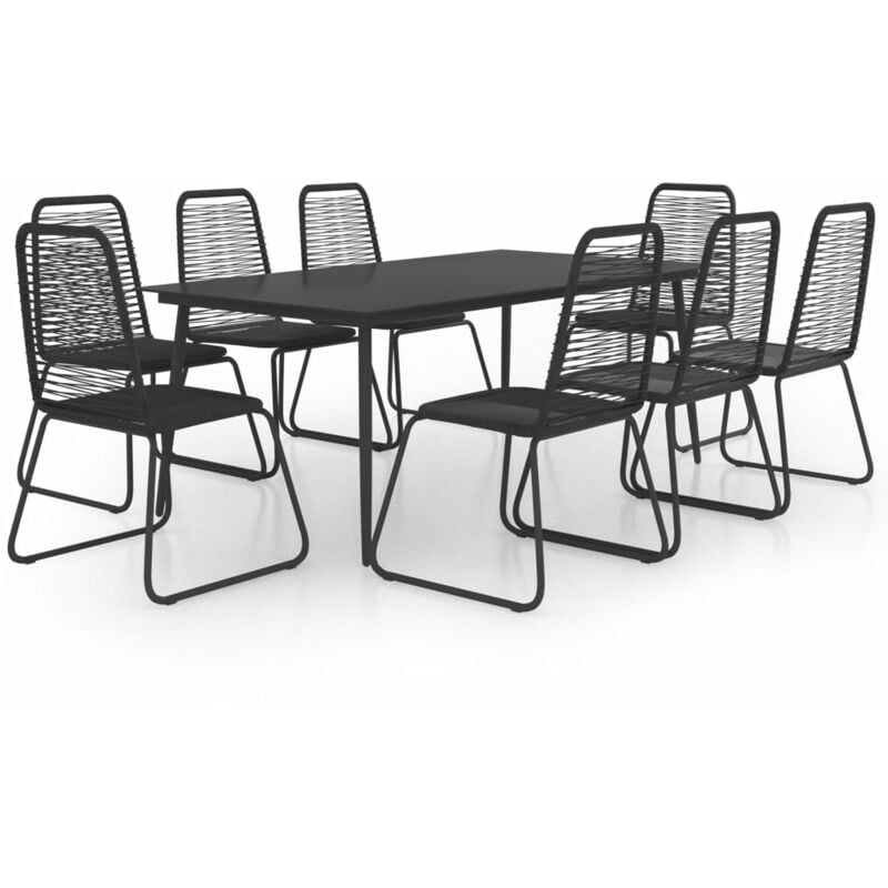 

vidaXL Set de comedor de jardín de 9 piezas PVC ratán negro - Negro