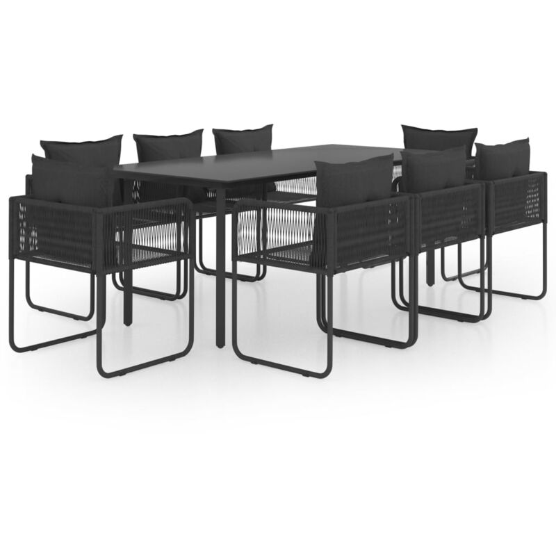

Set de comedor de jardín de 9 piezas PVC ratán negro - Negro - Vidaxl