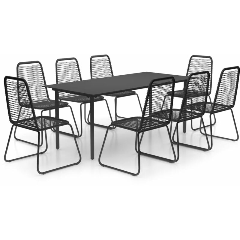 

Set de comedor de jardín de 9 piezas PVC ratán negro - Negro - Vidaxl