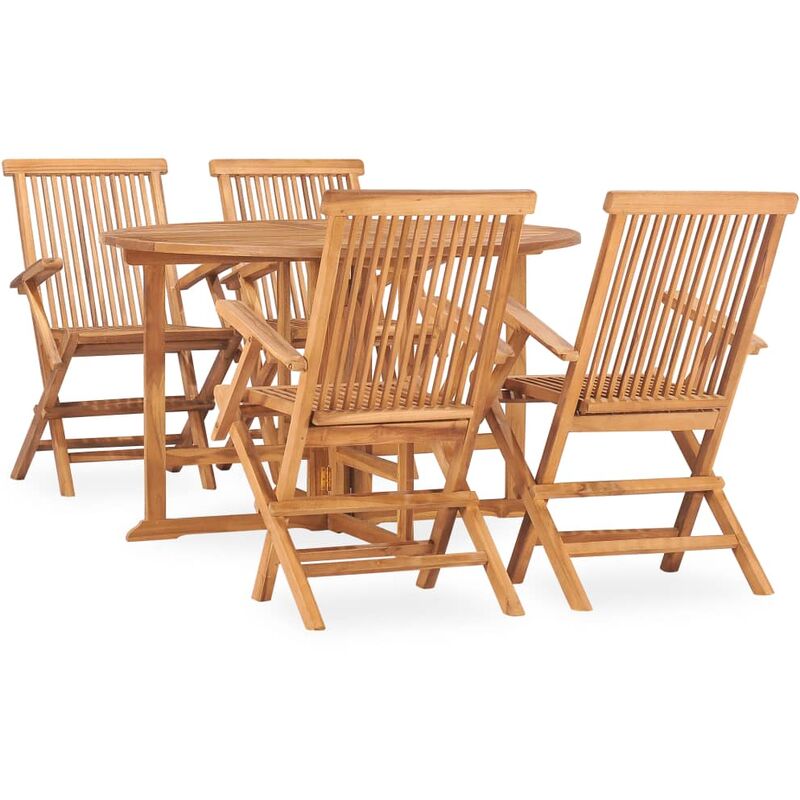 

vidaXL Set de comedor de jardín plegable 5 pzas madera maciza de teca - Marrón