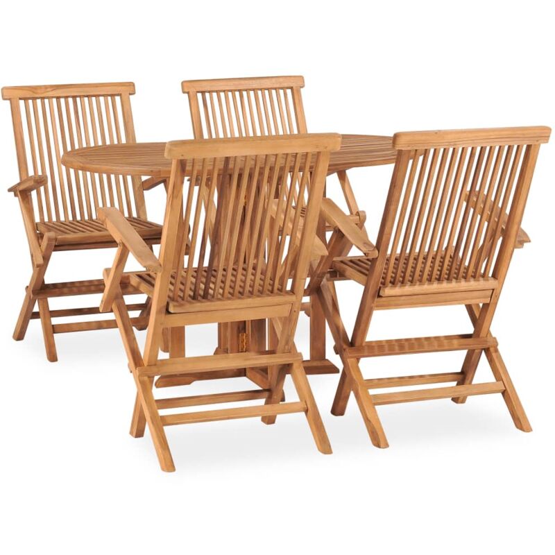 

Set de comedor de jardín plegable 5 pzas madera maciza de teca - Marrón - Vidaxl