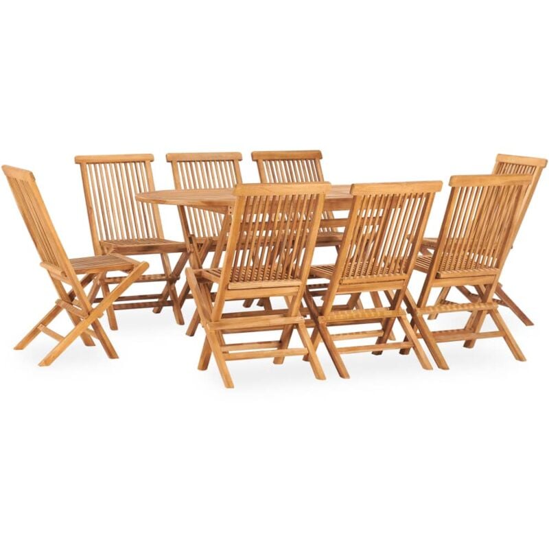 

Set de comedor de jardín plegable 9 pzas madera maciza de teca - Marrón - Vidaxl