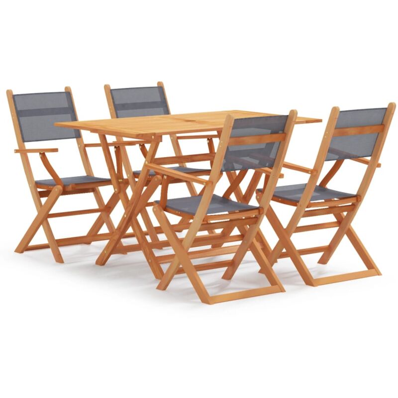 

vidaXL Set de comedor de jardín 5 pzas madera maciza eucalipto gris - Marrón