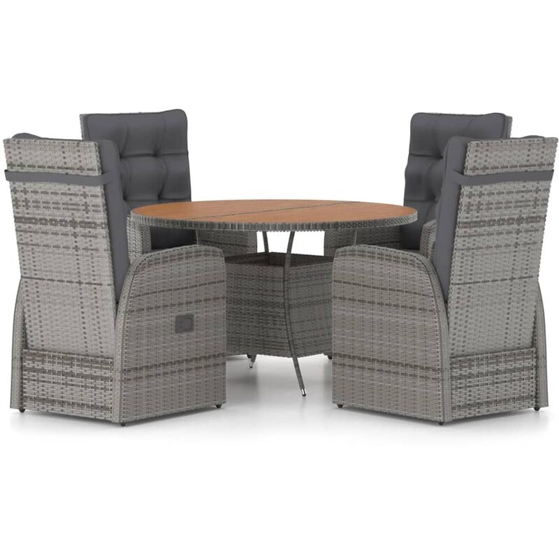 

Set de comedor de jardín 5 pzas ratán sintético y cojines gris - Gris - Vidaxl