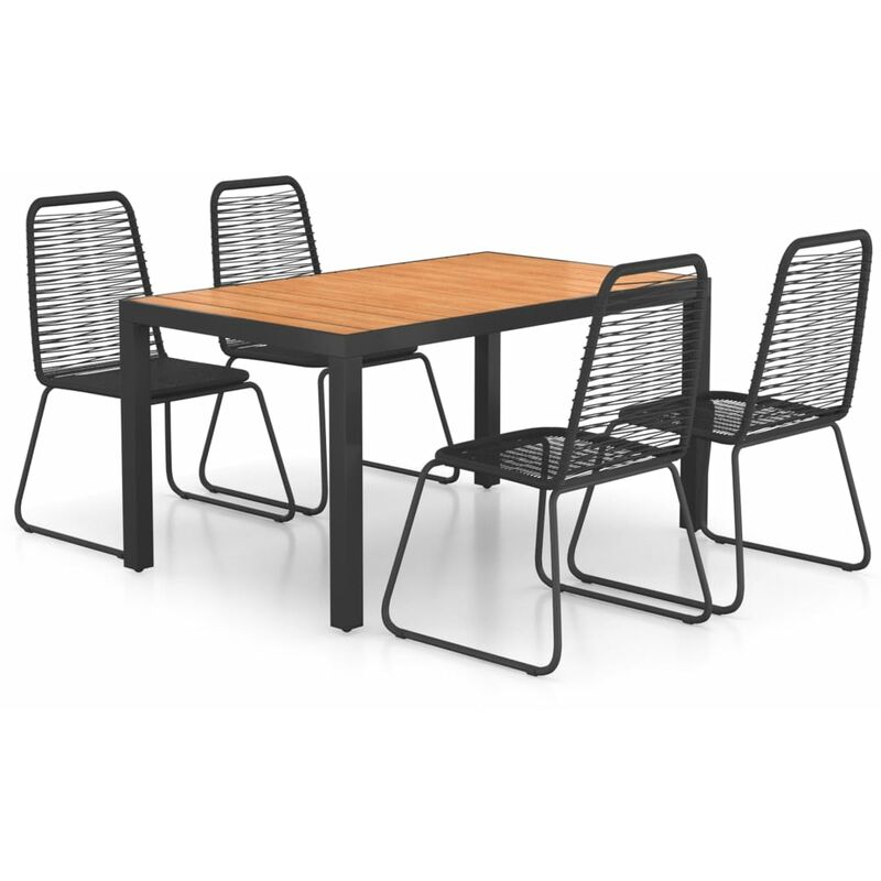

Set de comedor de jardín de 5 piezas PVC ratán negro y marrón - Negro - Vidaxl