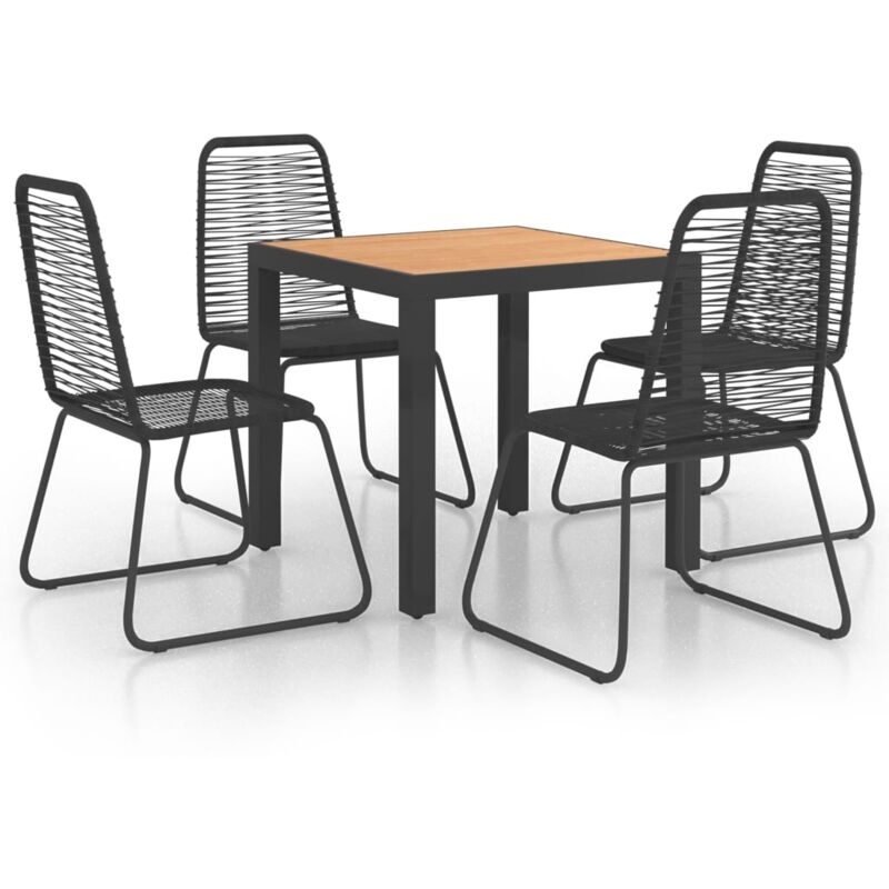 

vidaXL Set de comedor de jardín de 5 piezas PVC ratán negro y marrón - Negro