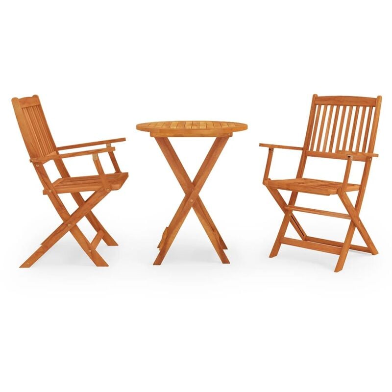 

Set de comedor de jardín plegable 3 pzas madera eucalipto - Marrón - Vidaxl