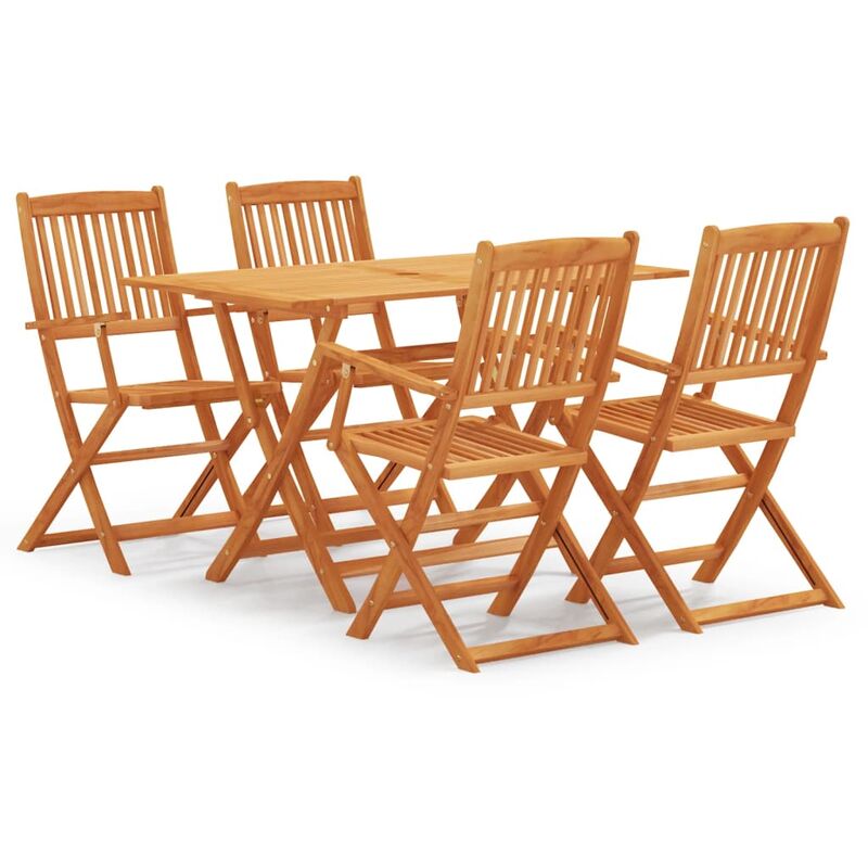 

Set de comedor de jardín plegable 5 pzas madera eucalipto - Marrón - Vidaxl