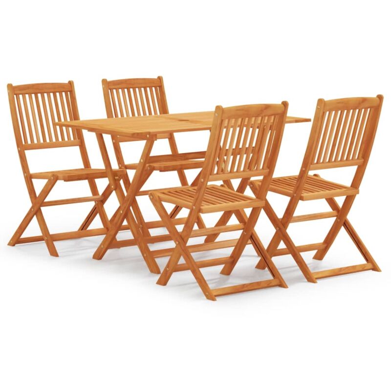 

vidaXL Set de comedor de jardín plegable 5 pzas madera eucalipto - Marrón