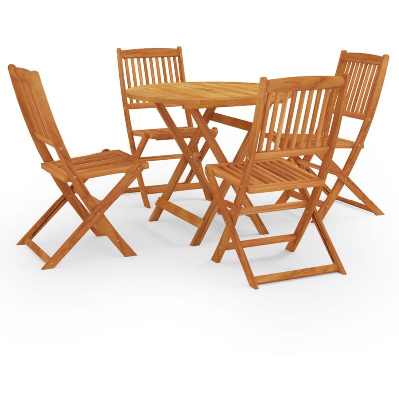 

vidaXL Set de comedor de jardín plegable 5 pzas madera eucalipto - Marrón