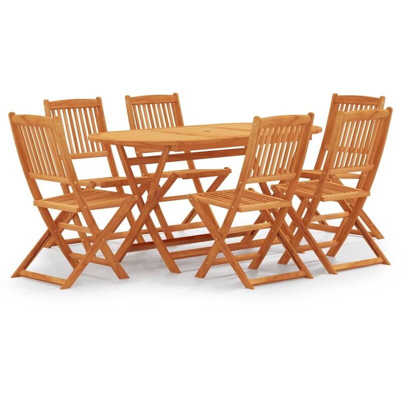 

vidaXL Set de comedor de jardín plegable 7 pzas madera eucalipto - Marrón