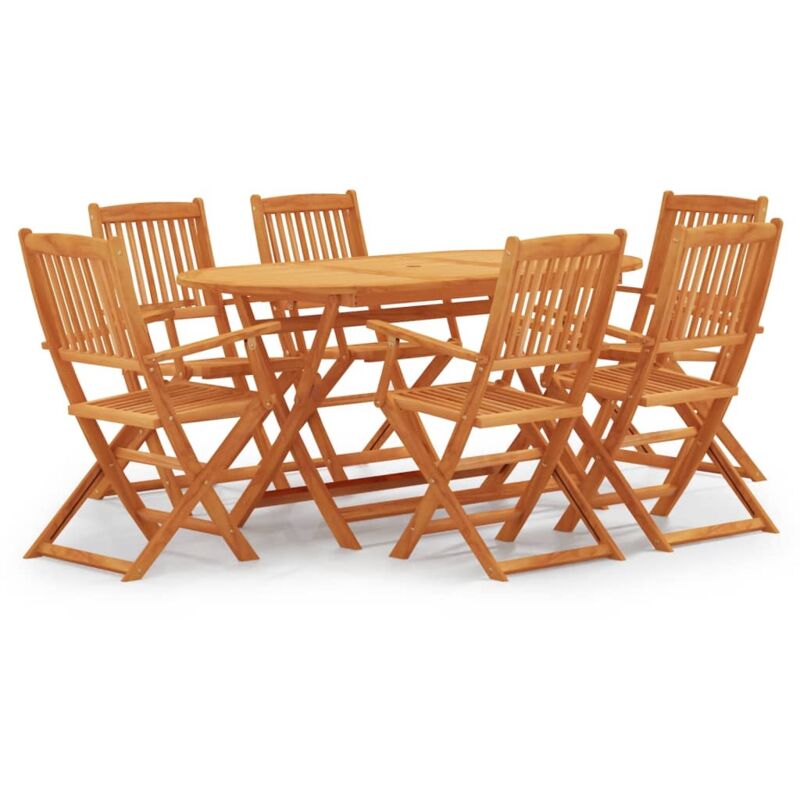 

Set de comedor de jardín plegable 7 pzas madera eucalipto - Marrón - Vidaxl