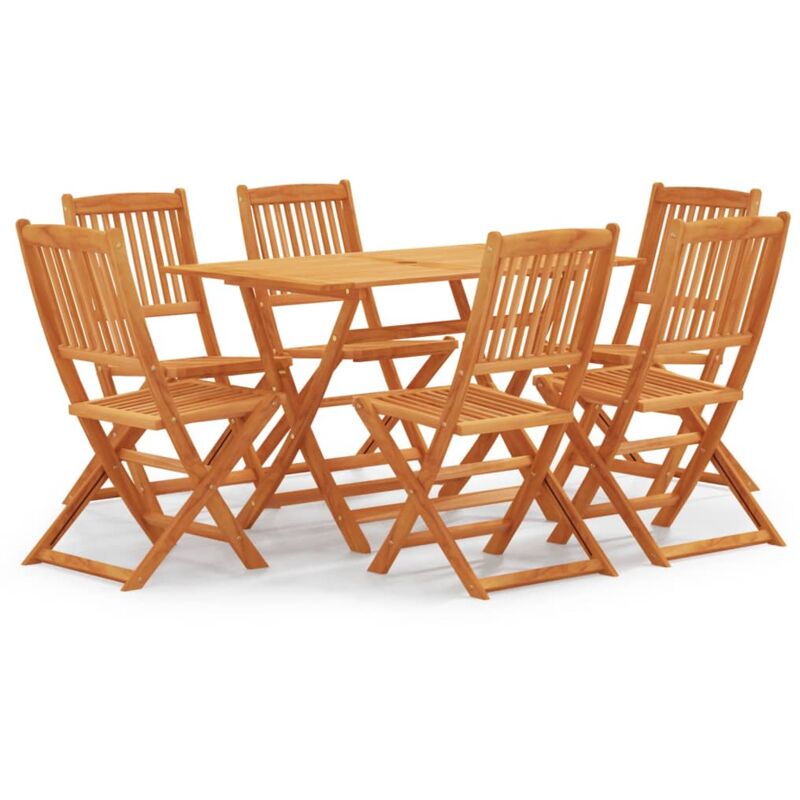 

vidaXL Set de comedor de jardín plegable 7 pzas madera eucalipto - Marrón