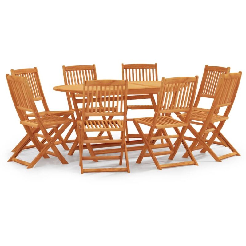 

vidaXL Set de comedor de jardín plegable 9 pzas madera eucalipto - Marrón