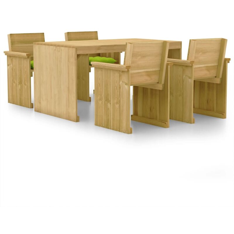 

Set de comedor de jardín y cojines 5 pzs madera pino impregnada - Verde - Vidaxl