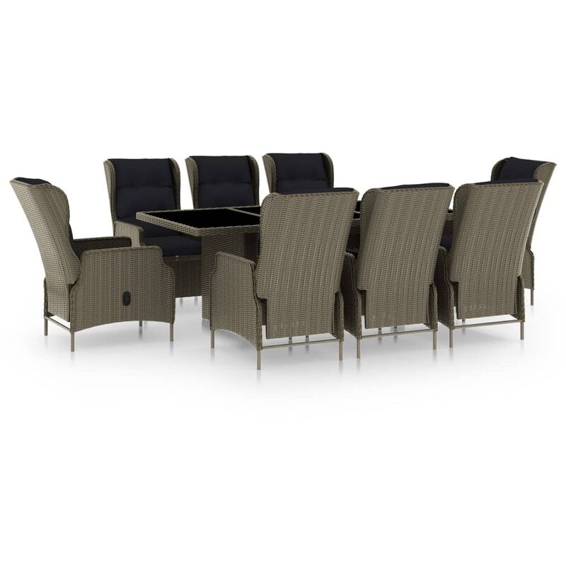 

Set de comedor jardín 9 piezas cojines ratán sintético marrón - Marrón - Vidaxl
