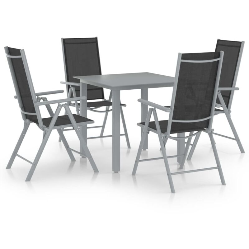 

vidaXL Set de comedor para jardín 5 piezas aluminio plata y negro - Plateado