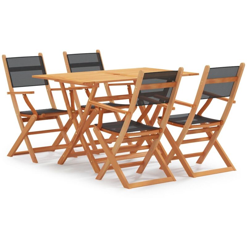 

vidaXL Set de comedor para jardín 5 pzas madera maciza eucalipto negro - Marrón