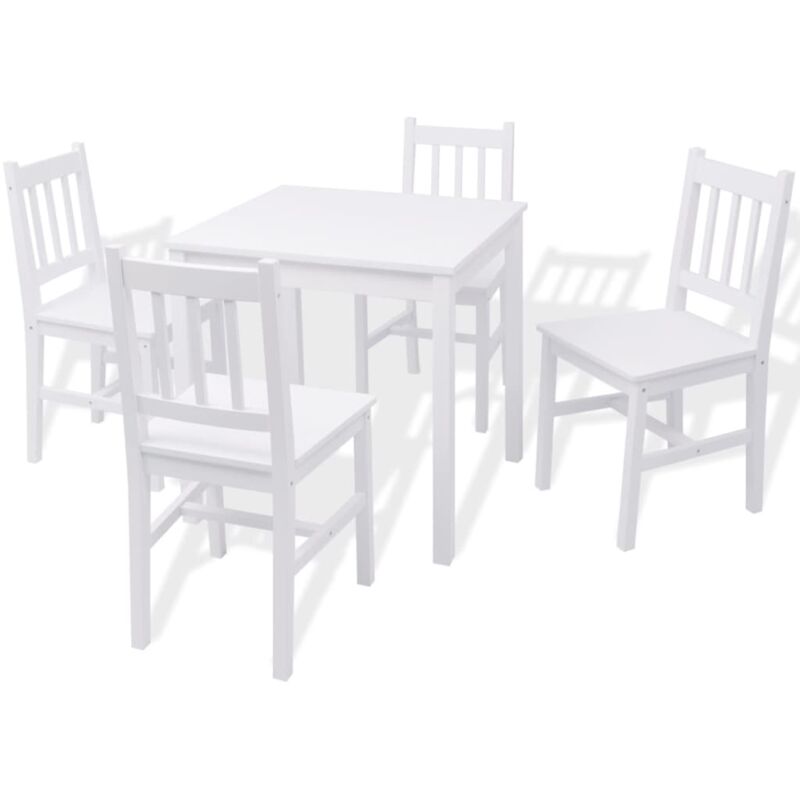 

vidaXL Madera de Pino Conjunto de Comedor 5 Piezas Blanco - Blanco