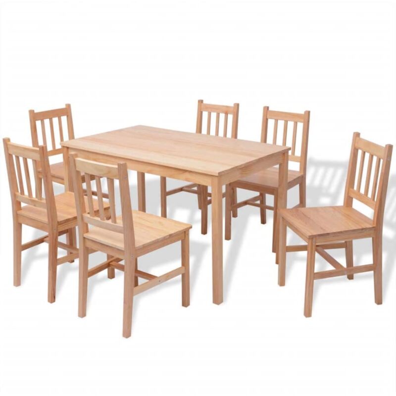 

vidaXL Madera de Pino Conjunto de Comedor 7 Piezas Marrón - Marrón