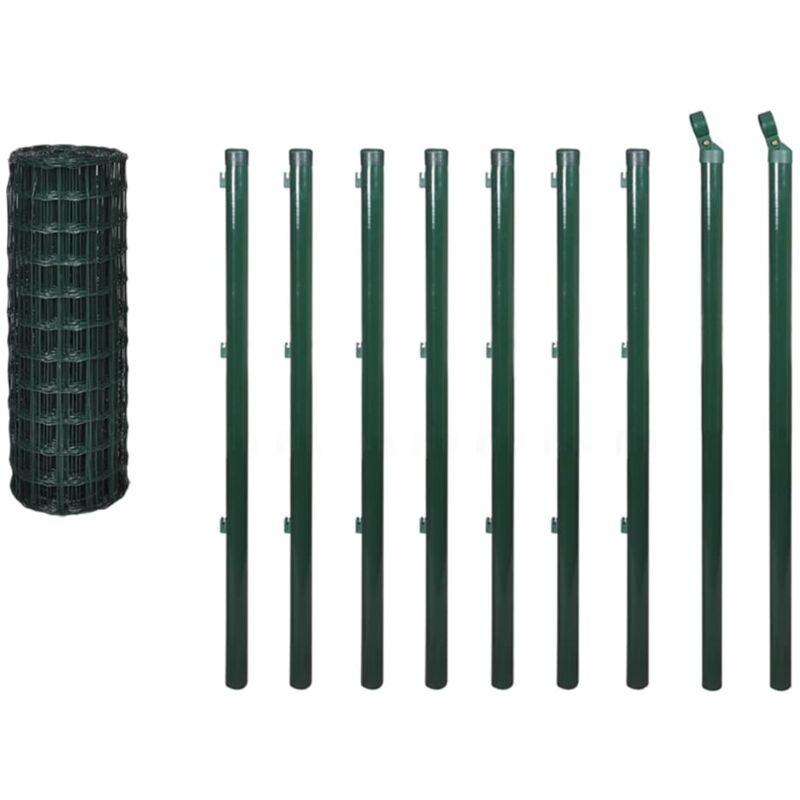 

Set de Euro-Valla con Estacas de Tierra Acero PVC Verde 10x1.5 m - Verde - Vidaxl