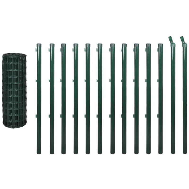 

Set de Euro-Valla con Estacas de Tierra Acero PVC Verde 25x1 m - Verde - Vidaxl