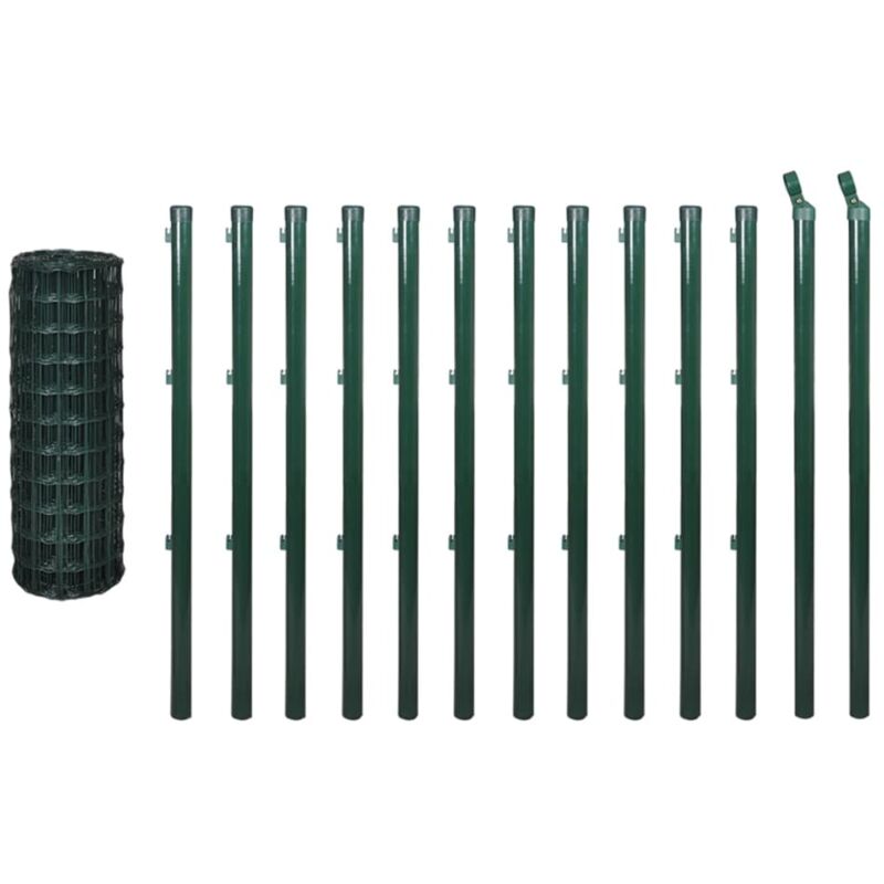 

Set de Euro-Valla con Estacas de Tierra Acero PVC Verde 25x1.2 m - Verde - Vidaxl