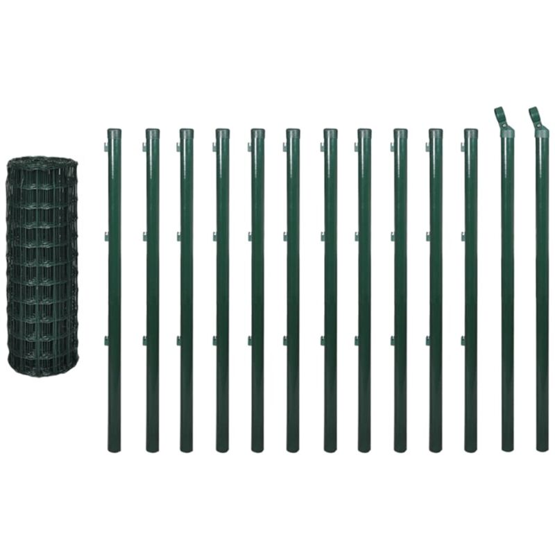

Set de Euro-Valla con Estacas de Tierra Acero PVC Verde 25x1.5 m - Verde - Vidaxl