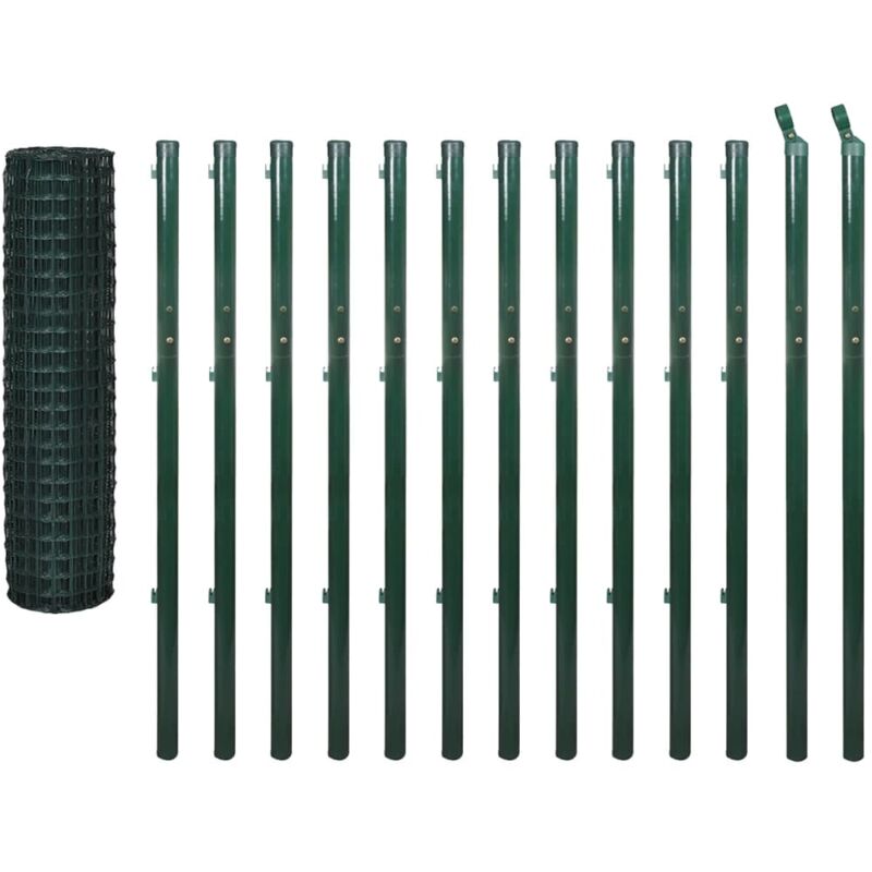 

Set de Euro-Valla con Estacas de Tierra Acero PVC Verde 25x1.7 m - Verde - Vidaxl