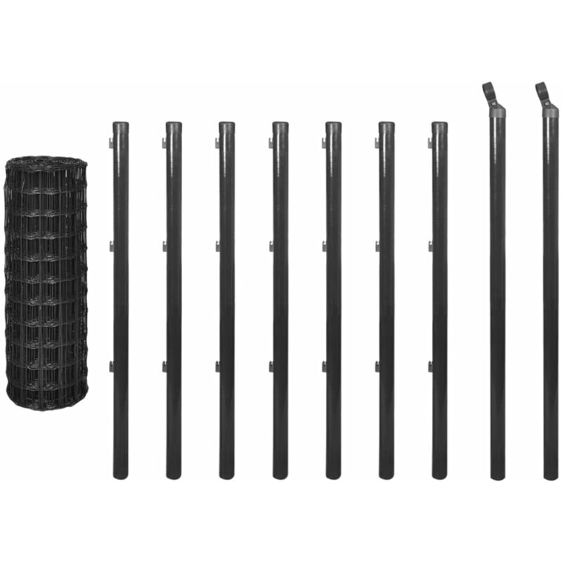 

Set de Euro Valla Acero Gris 10x0.8 m - Gris - Vidaxl