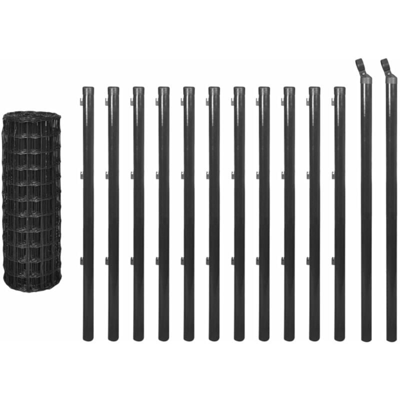 

vidaXL Euro Valla de acero gris 25x0,8 m - Gris