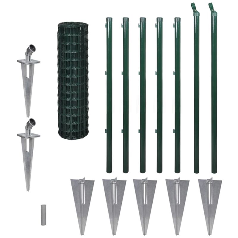 

Set de Euro-Valla con Estacas de Tierra Acero PVC Verde 10x1 m - Verde - Vidaxl
