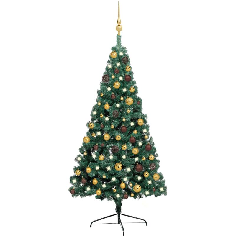 

Set de medio árbol de Navidad artificial LED y bola verde 120cm - Vidaxl