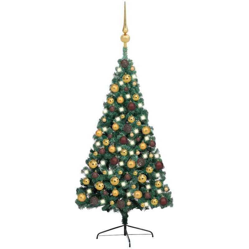 

Set de medio árbol de Navidad artificial LED y bola verde 150cm - Vidaxl