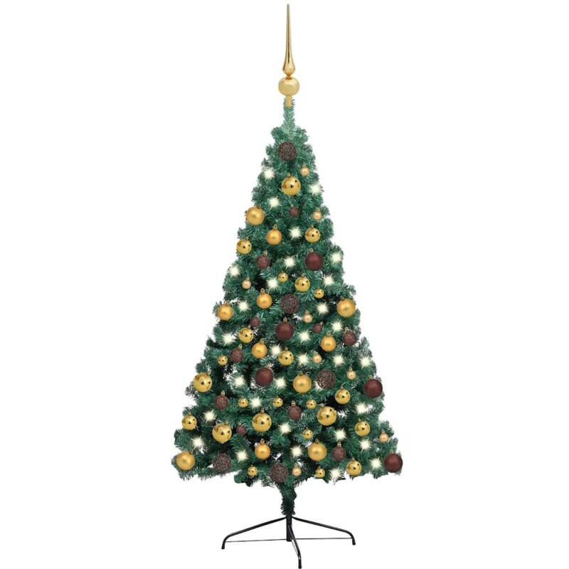 

Set de medio árbol de Navidad artificial LED y bola verde 180cm - Vidaxl