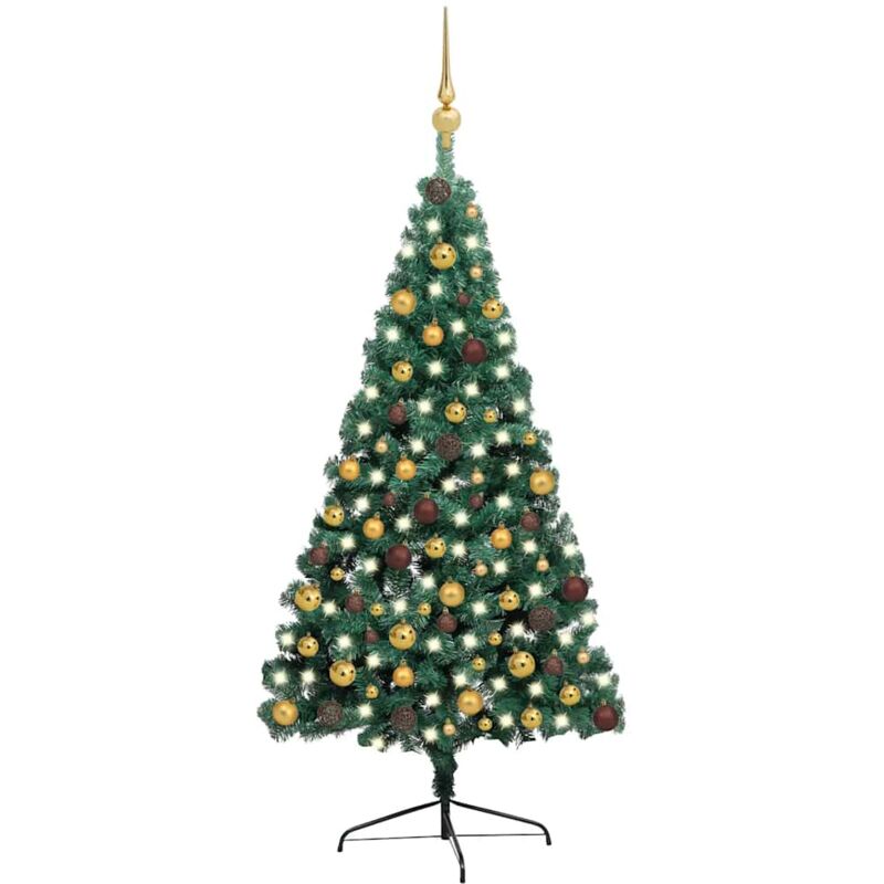 

Set de medio árbol de Navidad artificial LED y bola verde 210cm - Vidaxl