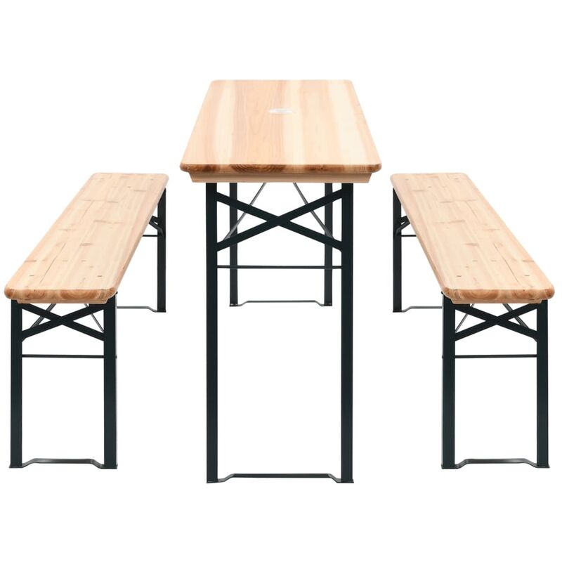 

vidaXL Mesa de jardín plegable con 2 bancos madera de pino 177 cm - Verde