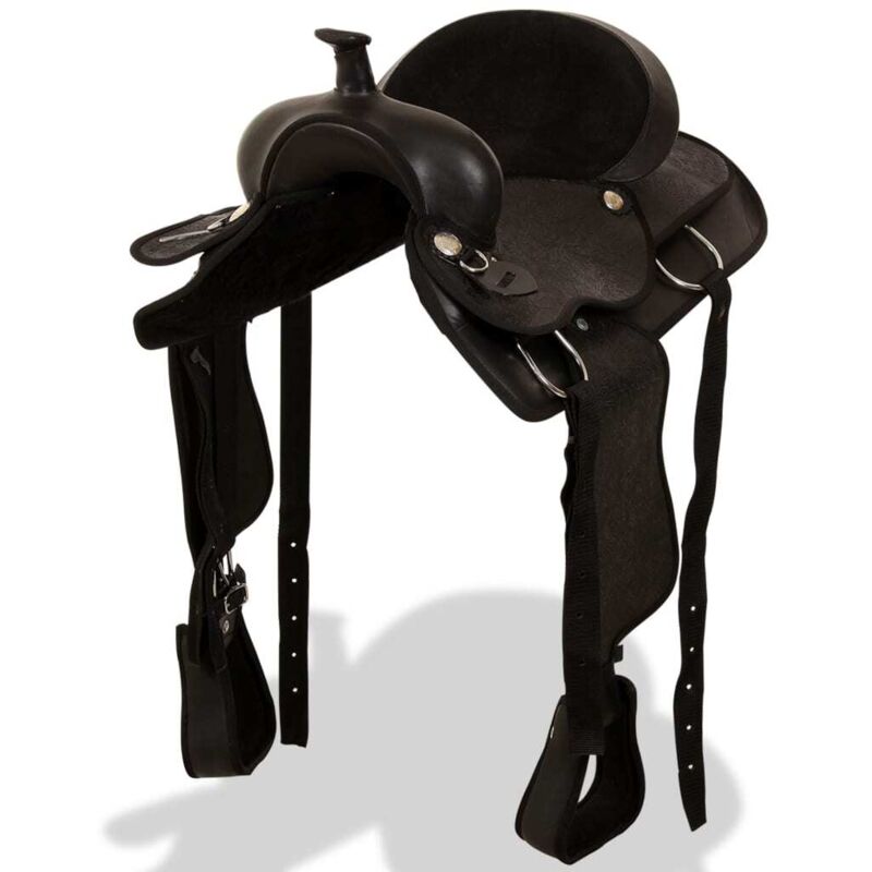 

Montura occidental, cabezada y pechera cuero real 15' negra - Negro - Vidaxl
