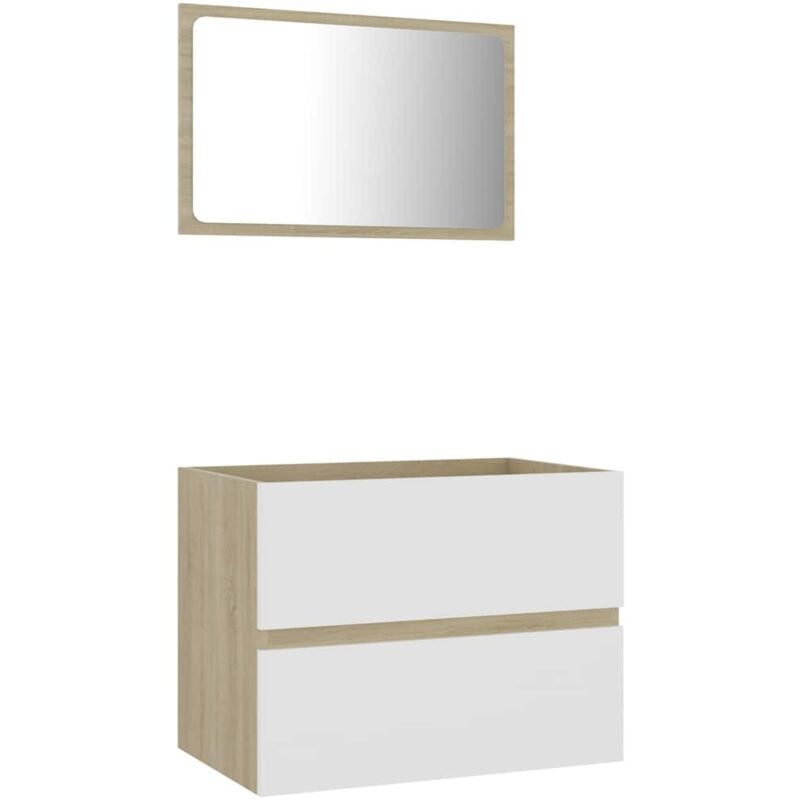 

Set de muebles de baño 2 piezas aglomerado blanco roble Sonoma - Blanco - Vidaxl