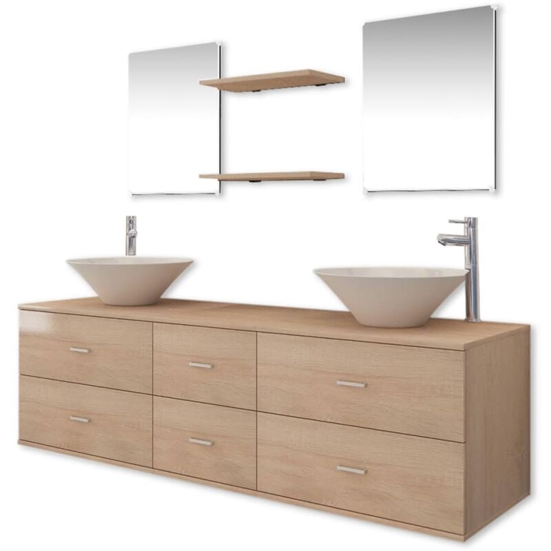 

Conjunto de Muebles de Baño con Lavabo y Grifo 9 Piezas Beige - Beige - Vidaxl