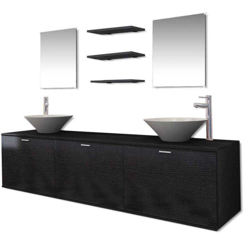 

Conjunto de Muebles de Baño con Lavabo y Grifo 10 Piezas Negro - Negro - Vidaxl