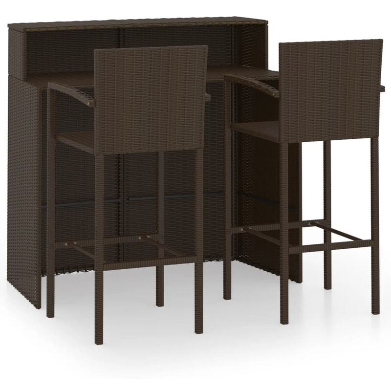 

vidaXL Set de muebles de bar para jardín 3 piezas marrón - Marrón