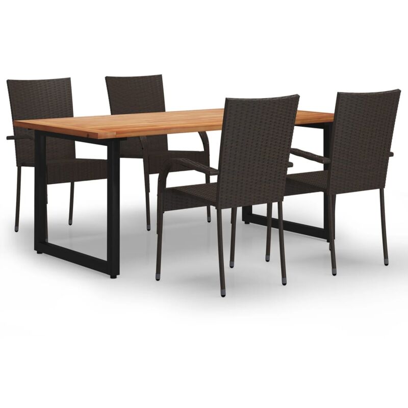 

Set de muebles de comedor de jardín 5 piezas de ratán marrón - Marrón - Vidaxl