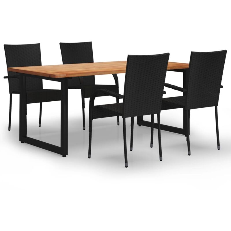 

Vidaxl - Set de muebles de comedor de jardín 5 piezas de ratán negro - Negro