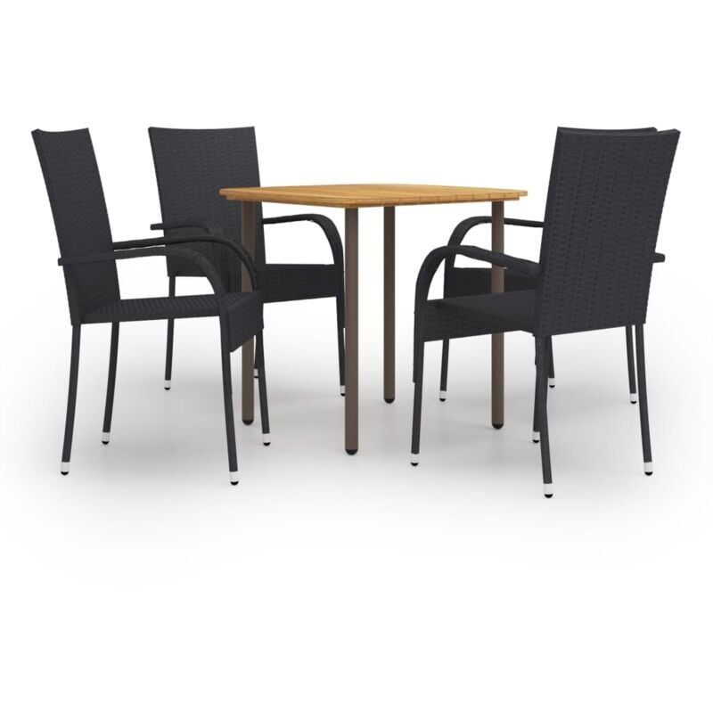 

Set de muebles de comedor de jardín 5 piezas ratán PE negro - Negro - Vidaxl